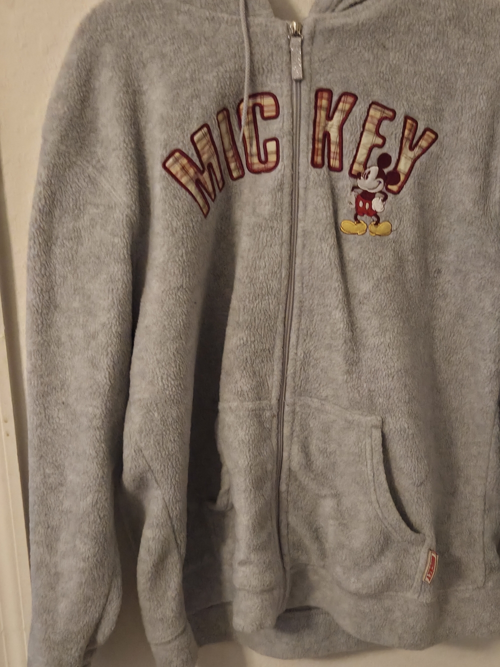 Disney Grey Fleece Zip-Up Hoodie with Mickey Graphic